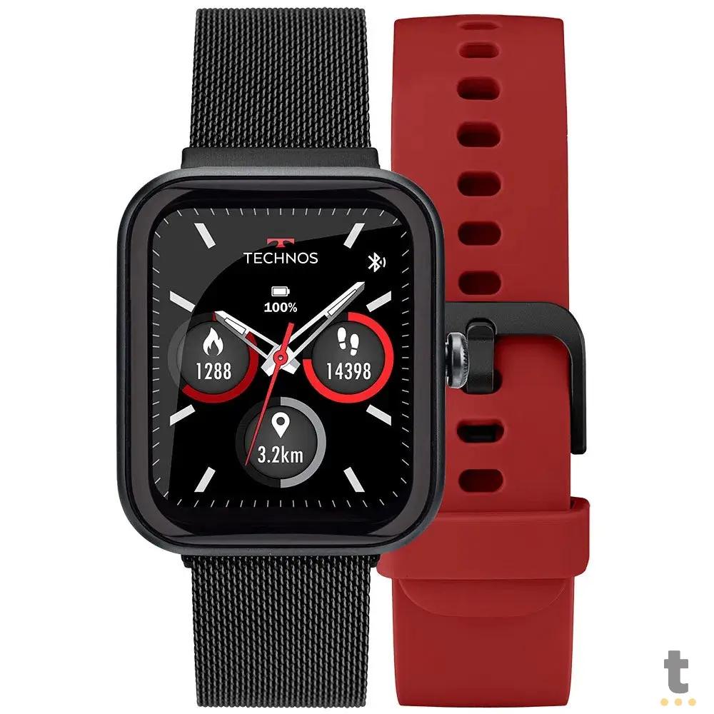 Relógio de Pulso SmartWatch Technos Connect Max Preto e Vermelho - TMAXAA/5P Truedata